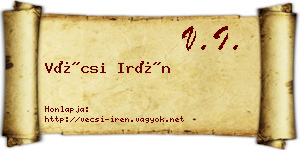 Vécsi Irén névjegykártya